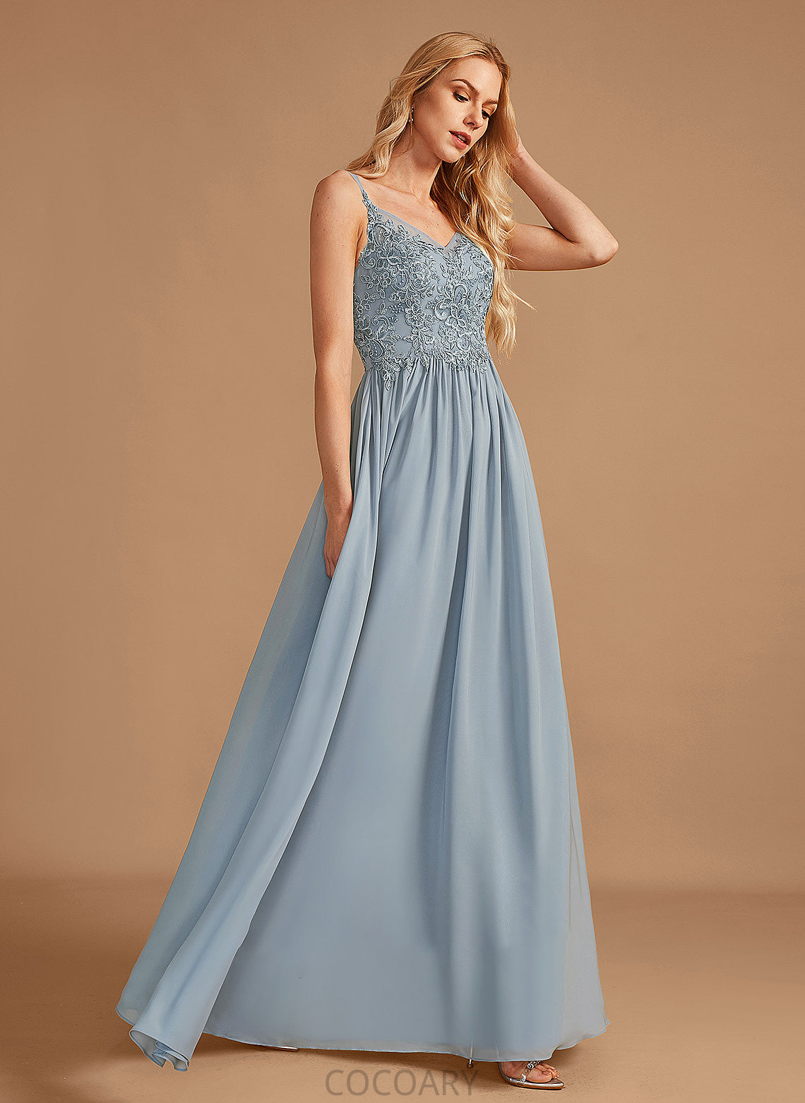 V-neck Fabric A-Line Length Floor-Length Ruffle Embellishment Silhouette Neckline Megan A-Line/Princess Floor Length Bridesmaid Dresses