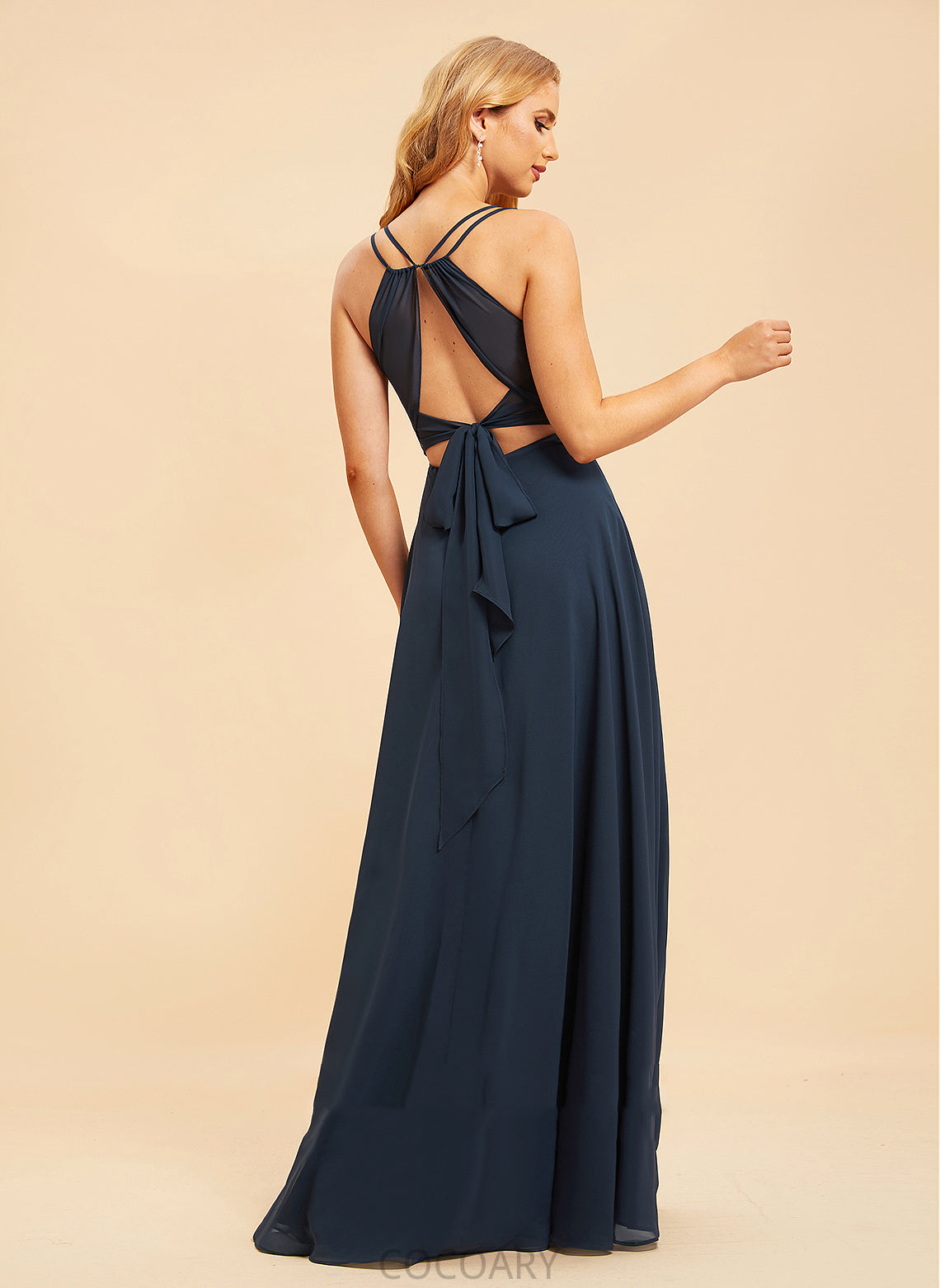 Silhouette Ruffle Neckline Embellishment V-neck A-Line Length Fabric Floor-Length Deja Natural Waist Floor Length Bridesmaid Dresses