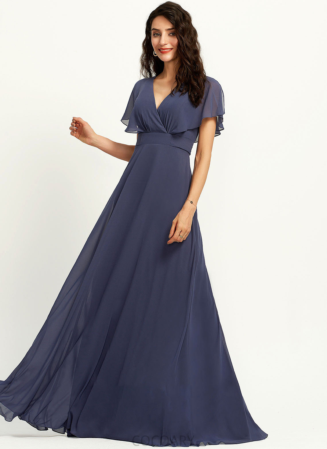 Floor-Length Neckline A-Line Silhouette V-neck Length Straps Fabric Viola Floor Length Sleeveless A-Line/Princess Bridesmaid Dresses