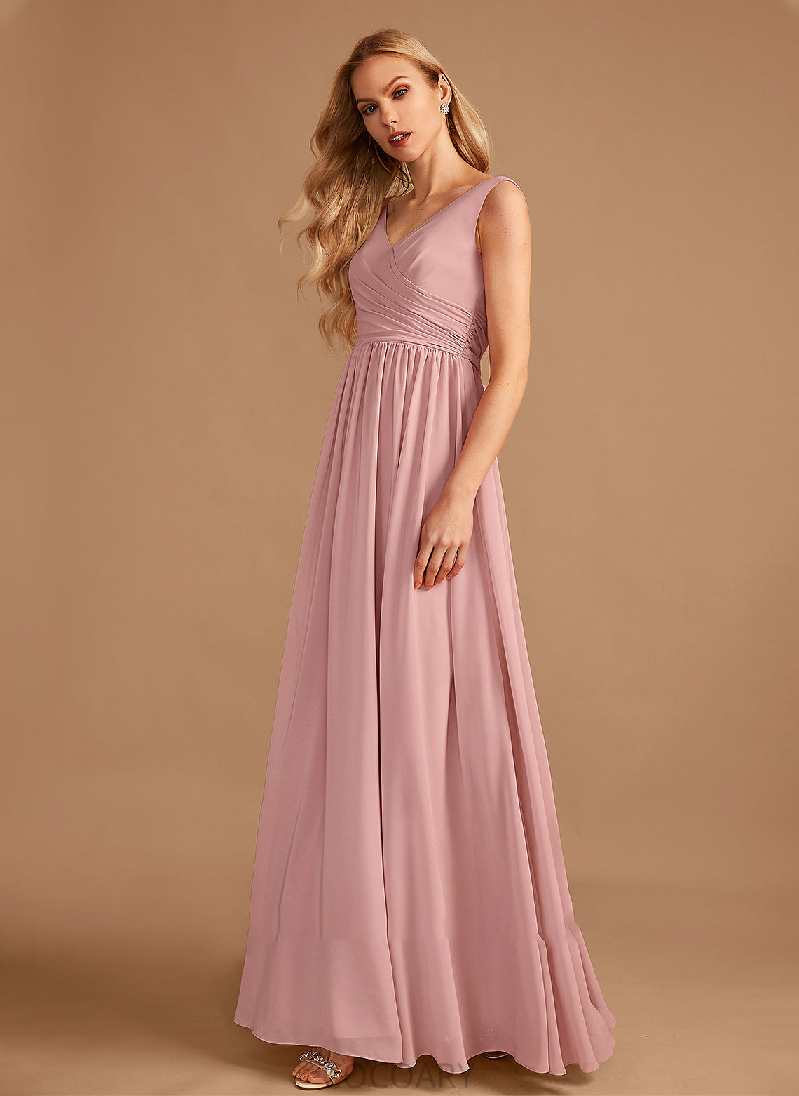 Silhouette Neckline A-Line V-neck Bow(s) Ruffle Floor-Length Length Embellishment Fabric Alissa Spaghetti Staps Bridesmaid Dresses