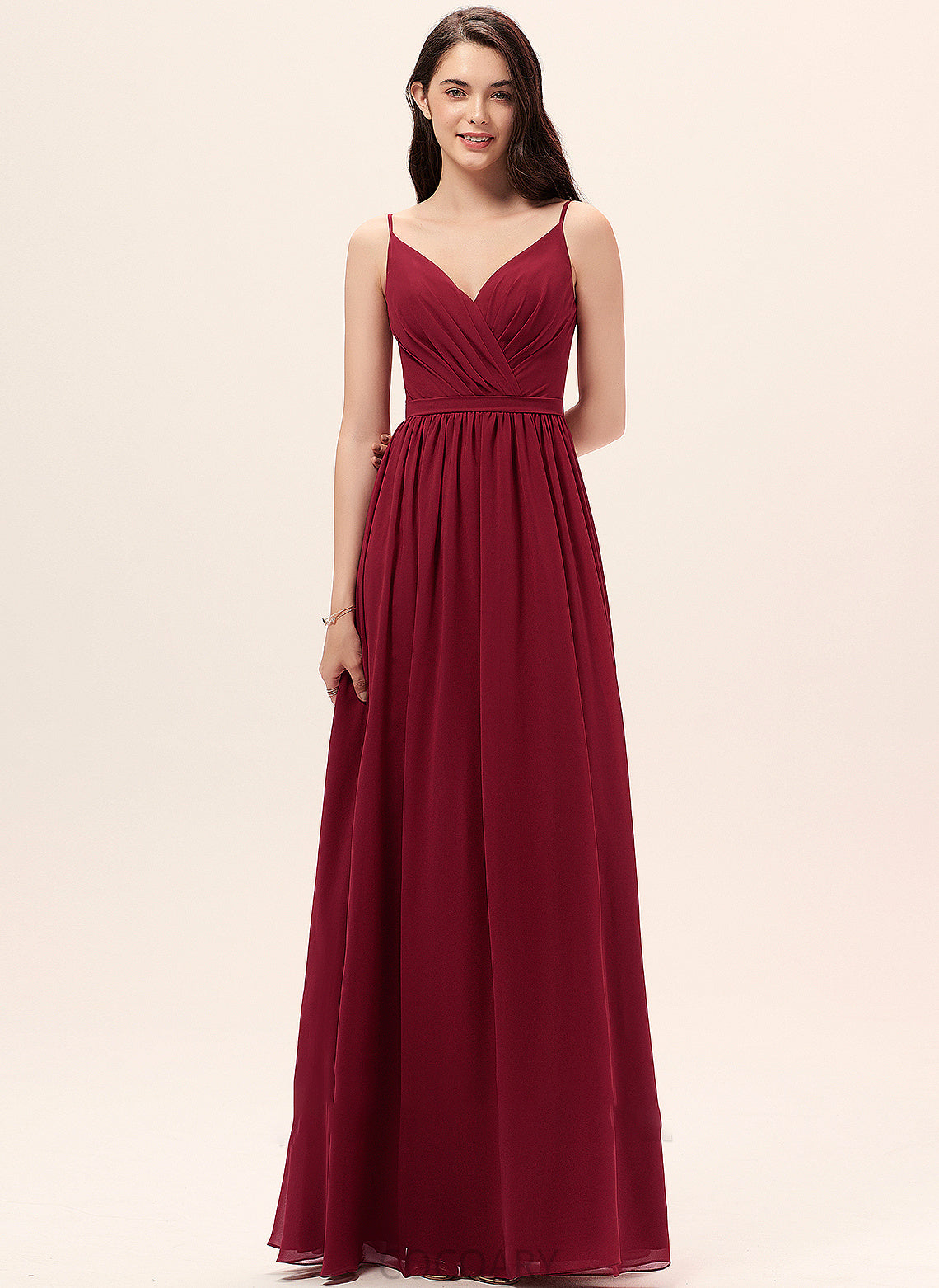 Ruffle V-neck Floor-Length Embellishment Length Lace Fabric A-Line Neckline Silhouette Olivia Floor Length Bridesmaid Dresses