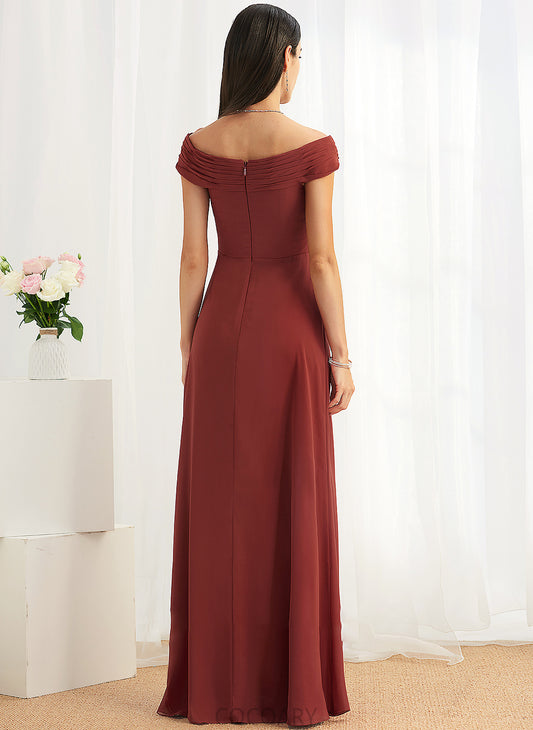 Neckline Floor-Length Sheath/Column Embellishment Fabric Silhouette Ruffle Off-the-Shoulder Length Alina V-Neck Sweep-Brush Train Bridesmaid Dresses