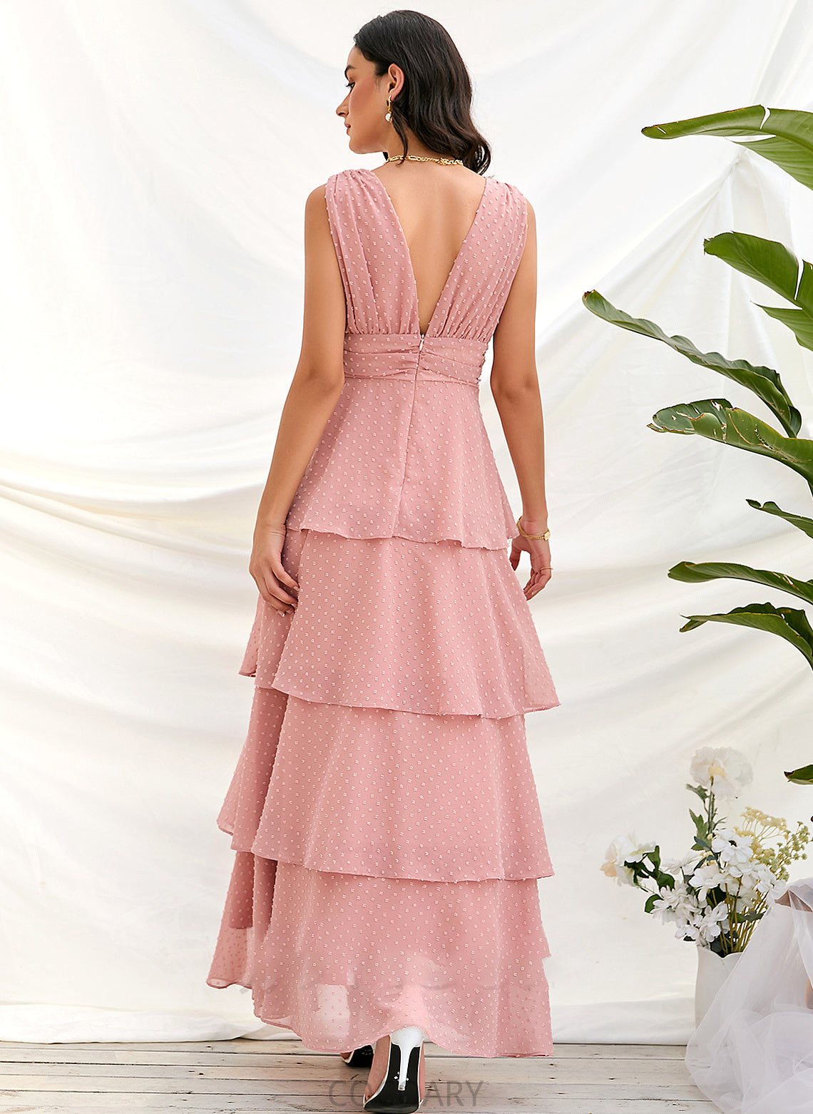 Neckline Fabric Straps V-neck Ankle-Length A-Line Silhouette Length Uerica Sleeveless A-Line/Princess Floor Length Bridesmaid Dresses