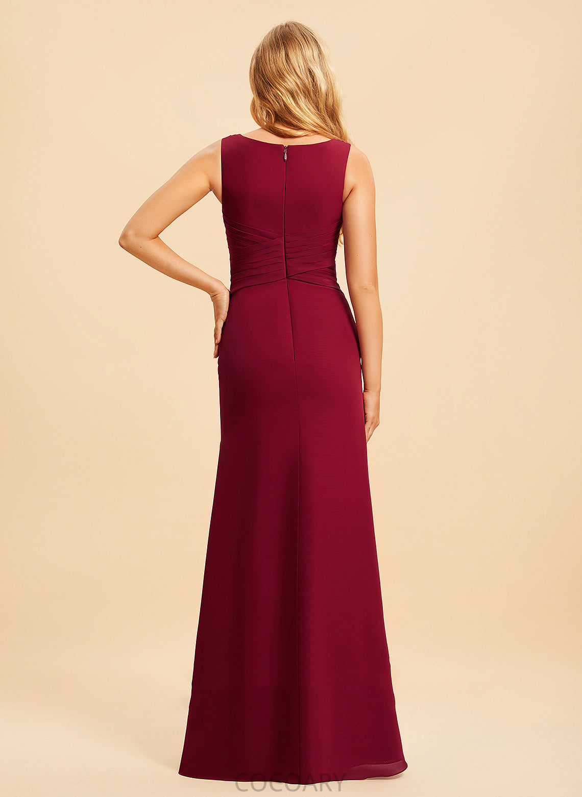 Embellishment Neckline Trumpet/Mermaid Fabric V-neck Length SplitFront Floor-Length Silhouette Jamie Empire Waist Sleeveless Bridesmaid Dresses