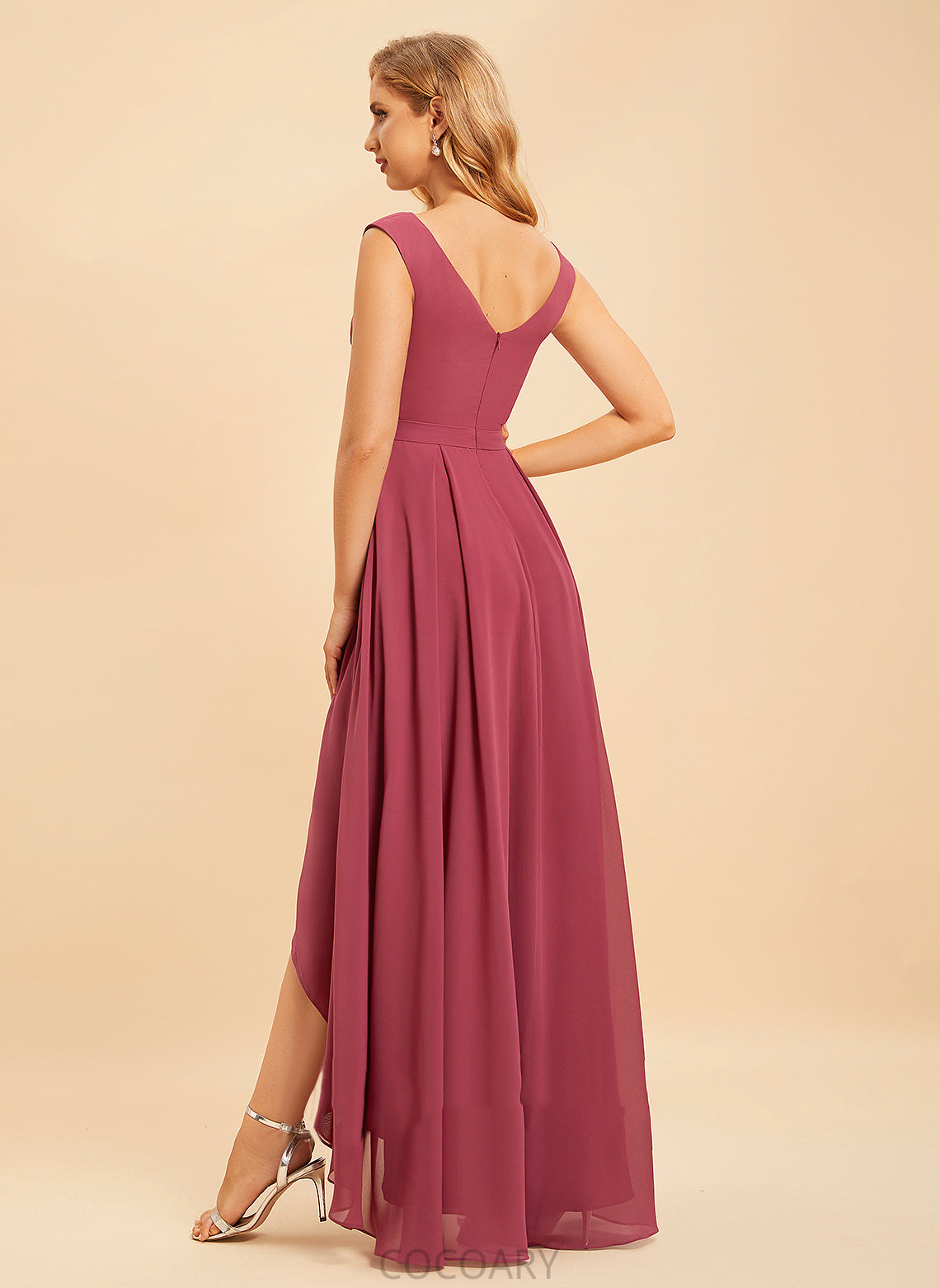 Embellishment Neckline Asymmetrical V-neck A-Line Silhouette Fabric Ruffle Length Rosie A-Line/Princess V-Neck Bridesmaid Dresses