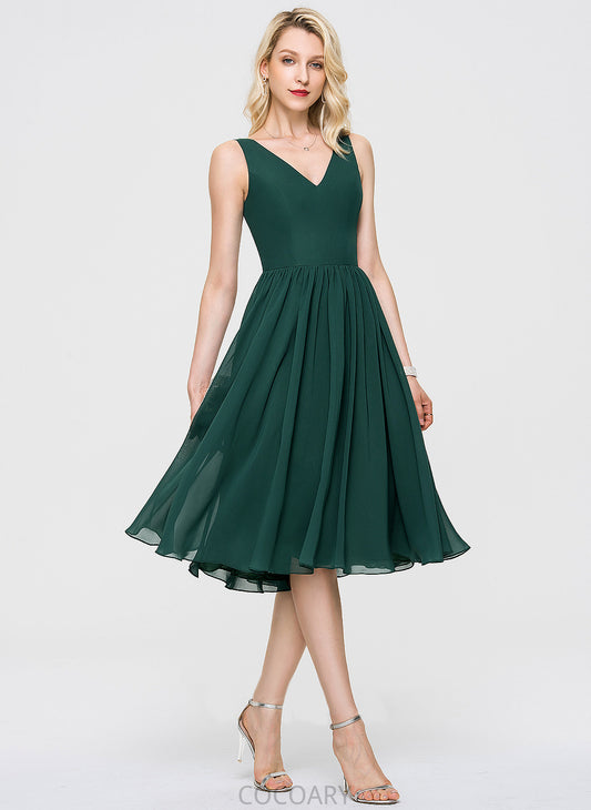 Fabric V-neck Length Knee-Length Silhouette Sleeve A-Line Neckline Yaretzi Sleeveless Floor Length Scoop Bridesmaid Dresses