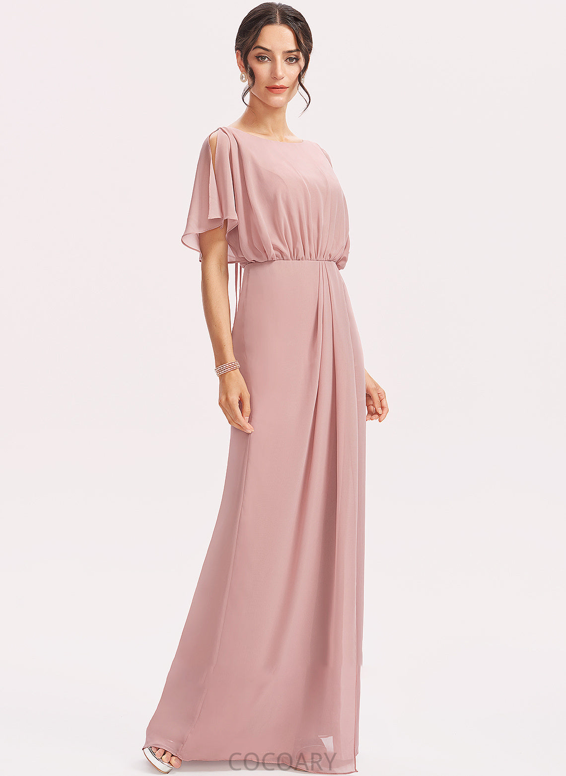 Floor-Length Straps SplitFront Fabric Embellishment Silhouette Length Sheath/Column Aileen Spaghetti Staps Off The Shoulder Floor Length Bridesmaid Dresses