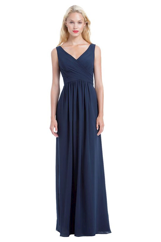 Setlla V-Neck Natural Waist Sleeveless Floor Length A-Line/Princess Chiffon Bridesmaid Dresses