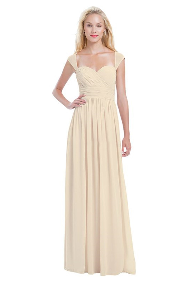 Nydia Floor Length A-Line/Princess Sleeveless Sweetheart Natural Waist Chiffon Bridesmaid Dresses