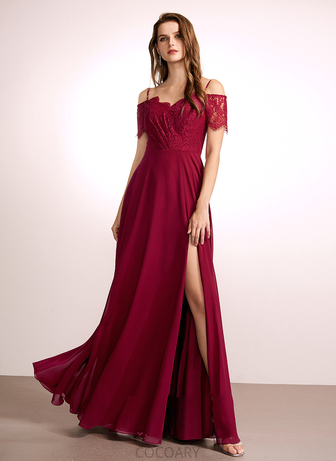 V-neck Length Neckline Floor-Length Straps Silhouette A-Line Lace Fabric Liz Floor Length Empire Waist Bridesmaid Dresses