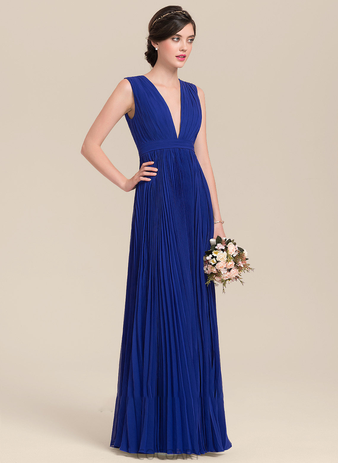 V-neck A-Line Pleated Bow(s) Neckline Silhouette Length Floor-Length Embellishment Fabric Serena Floor Length Bridesmaid Dresses