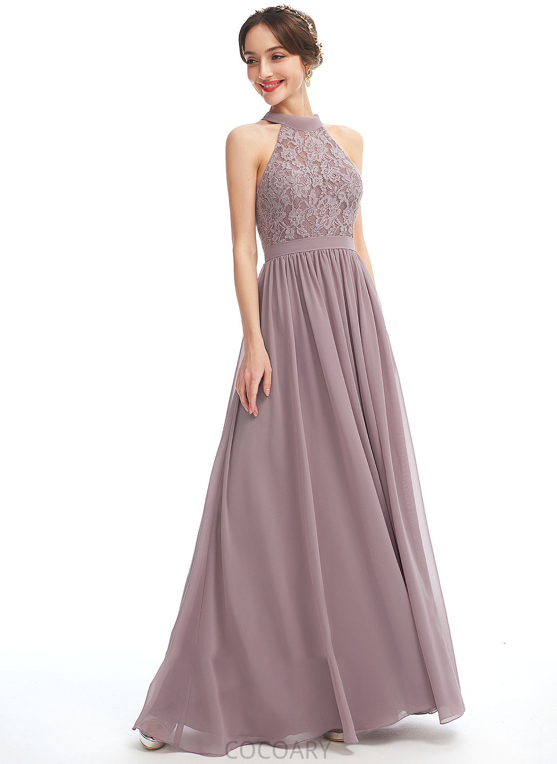 Length Neckline Floor-Length SplitFront Fabric Silhouette A-Line Embellishment Halter Regan Sleeveless V-Neck Bridesmaid Dresses