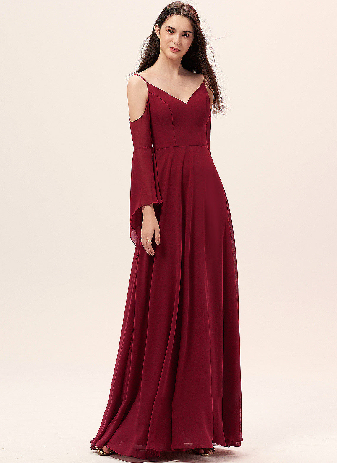 Floor-Length Straps Neckline A-Line Fabric Length V-neck Silhouette Adalyn A-Line/Princess Sleeveless Floor Length Bridesmaid Dresses