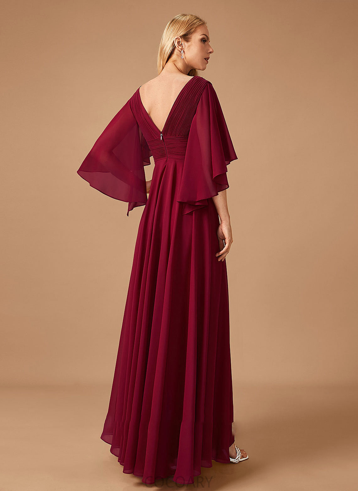 Fabric Length Silhouette Embellishment V-neck Neckline Ruffle A-Line Floor-Length Areli Velvet One Shoulder Bridesmaid Dresses