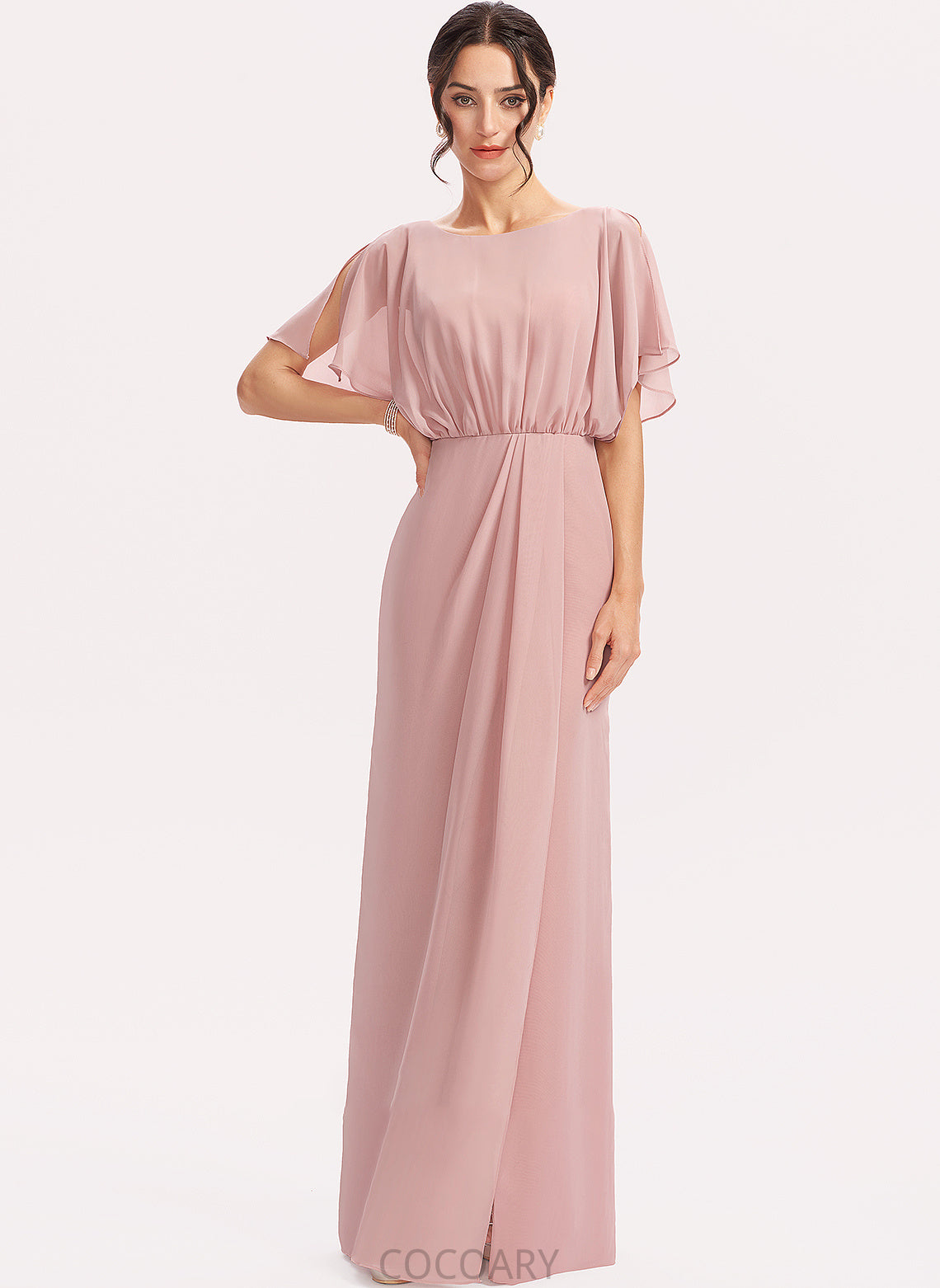 Floor-Length Straps SplitFront Fabric Embellishment Silhouette Length Sheath/Column Aileen Spaghetti Staps Off The Shoulder Floor Length Bridesmaid Dresses