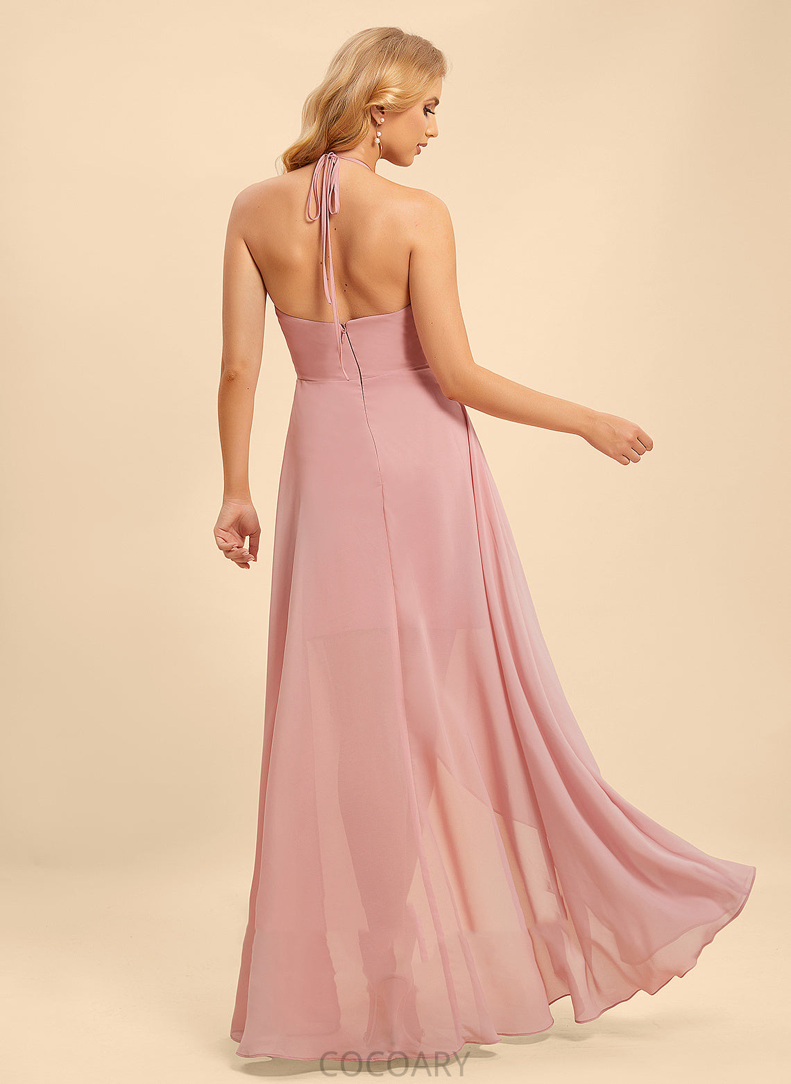 Ruffle Neckline Length Silhouette Asymmetrical Embellishment Fabric A-Line Halter Avah A-Line/Princess Scoop Bridesmaid Dresses