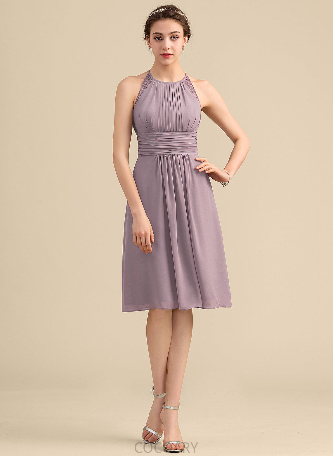 Silhouette Knee-Length Embellishment Neckline Fabric Ruffle ScoopNeck Length A-Line Greta Floor Length Spaghetti Staps Bridesmaid Dresses