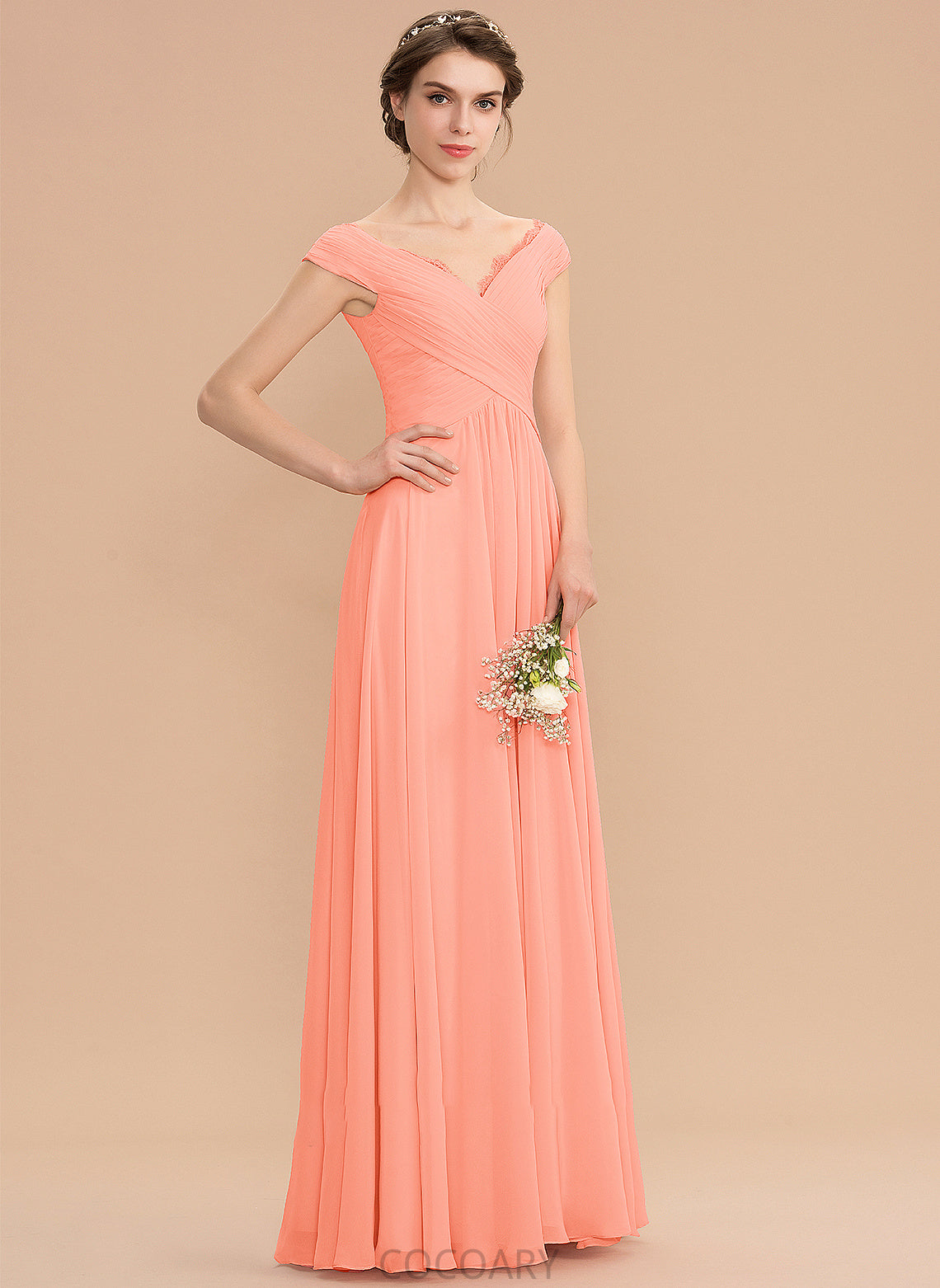 Lace Length A-Line Silhouette Floor-Length Embellishment Off-the-Shoulder Fabric Ruffle Neckline Lilia Off The Shoulder Bridesmaid Dresses