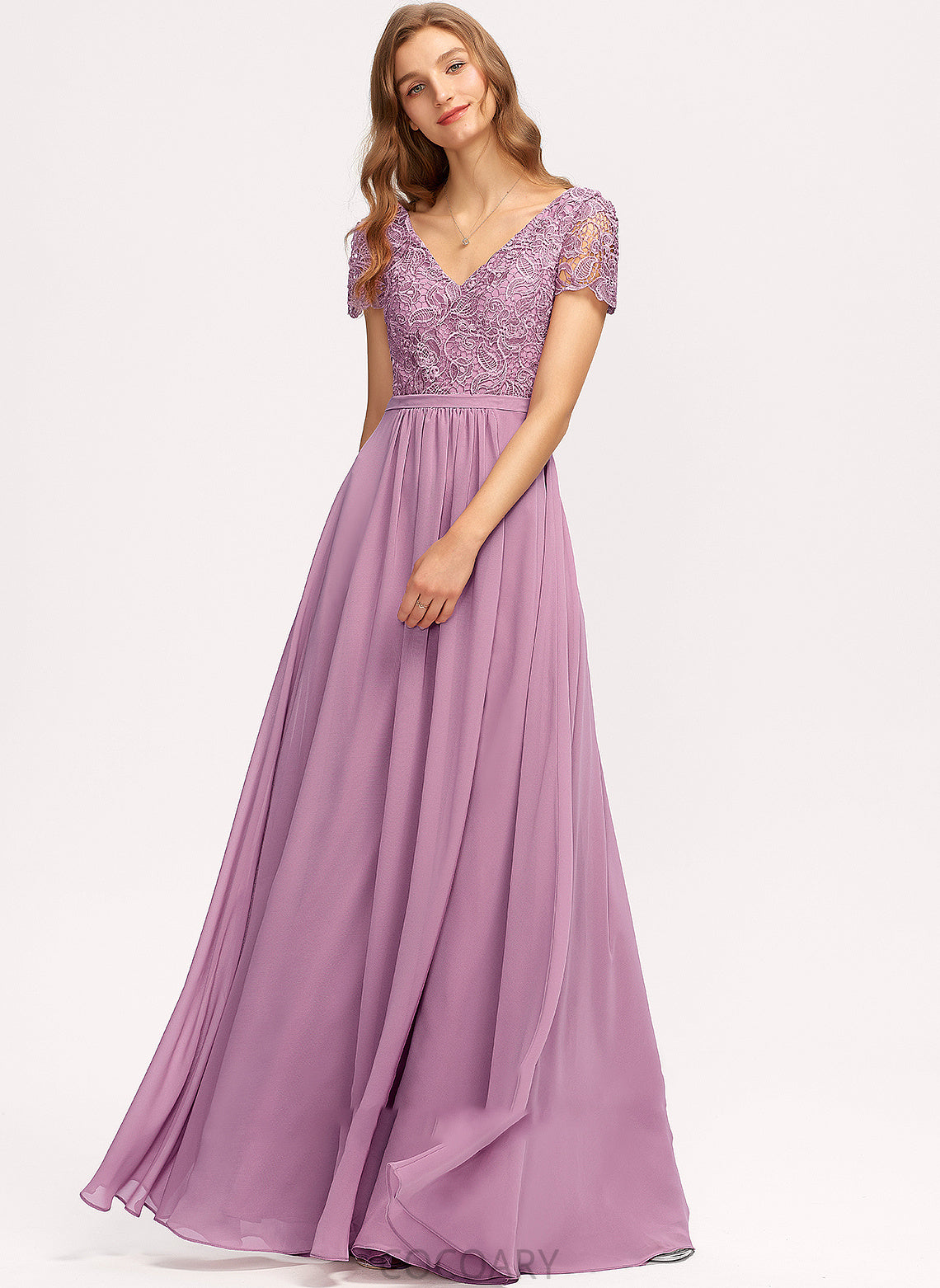 A-Line Embellishment Floor-Length SplitFront Neckline V-neck Silhouette Fabric Length Shyanne A-Line/Princess V-Neck Bridesmaid Dresses