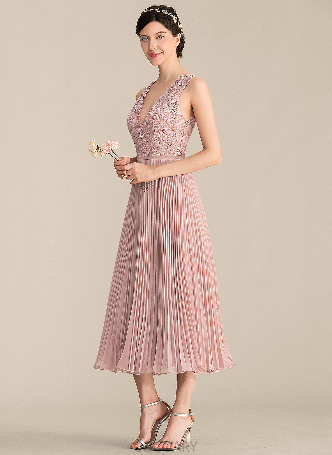 Embellishment Silhouette Length Tea-Length A-Line V-neck Pleated Neckline Fabric Marie Empire Waist Floor Length Bridesmaid Dresses