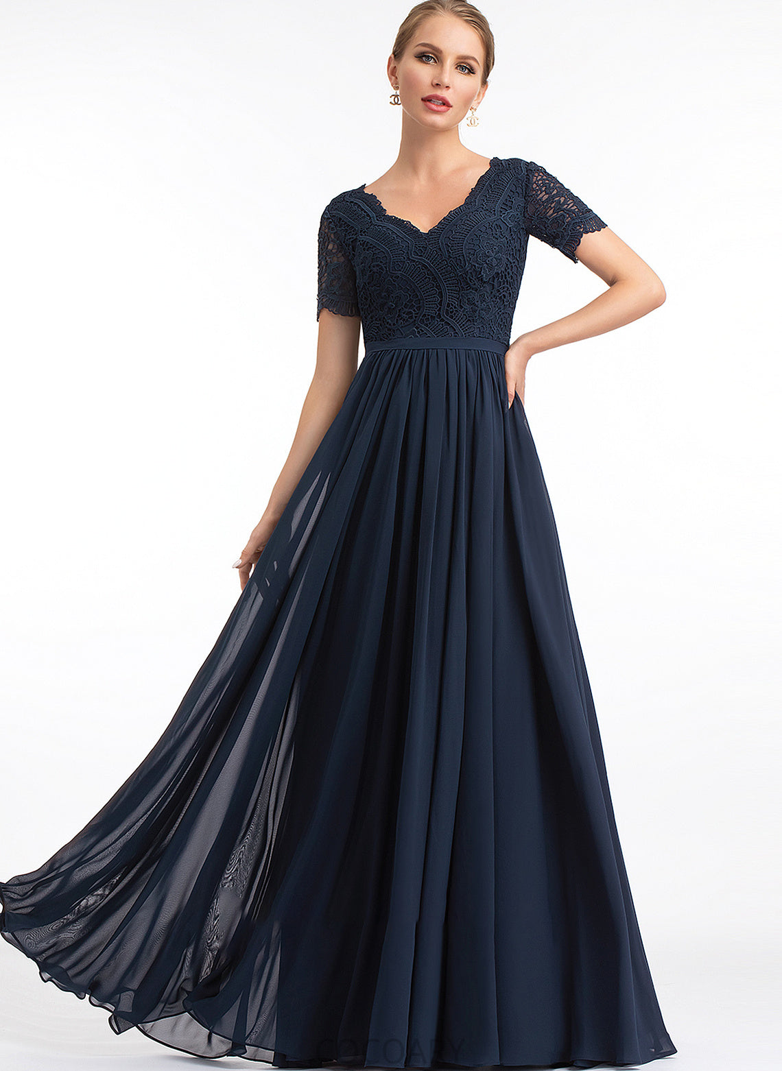 Sleeve A-Line V-neck Floor-Length Silhouette Fabric Neckline Length Lace Alannah A-Line/Princess Floor Length Bridesmaid Dresses