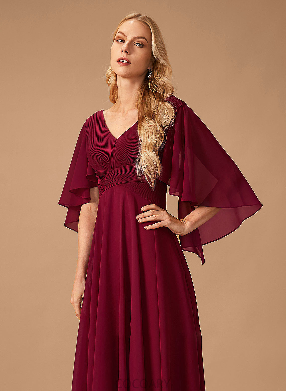 Fabric Length Silhouette Embellishment V-neck Neckline Ruffle A-Line Floor-Length Areli Velvet One Shoulder Bridesmaid Dresses