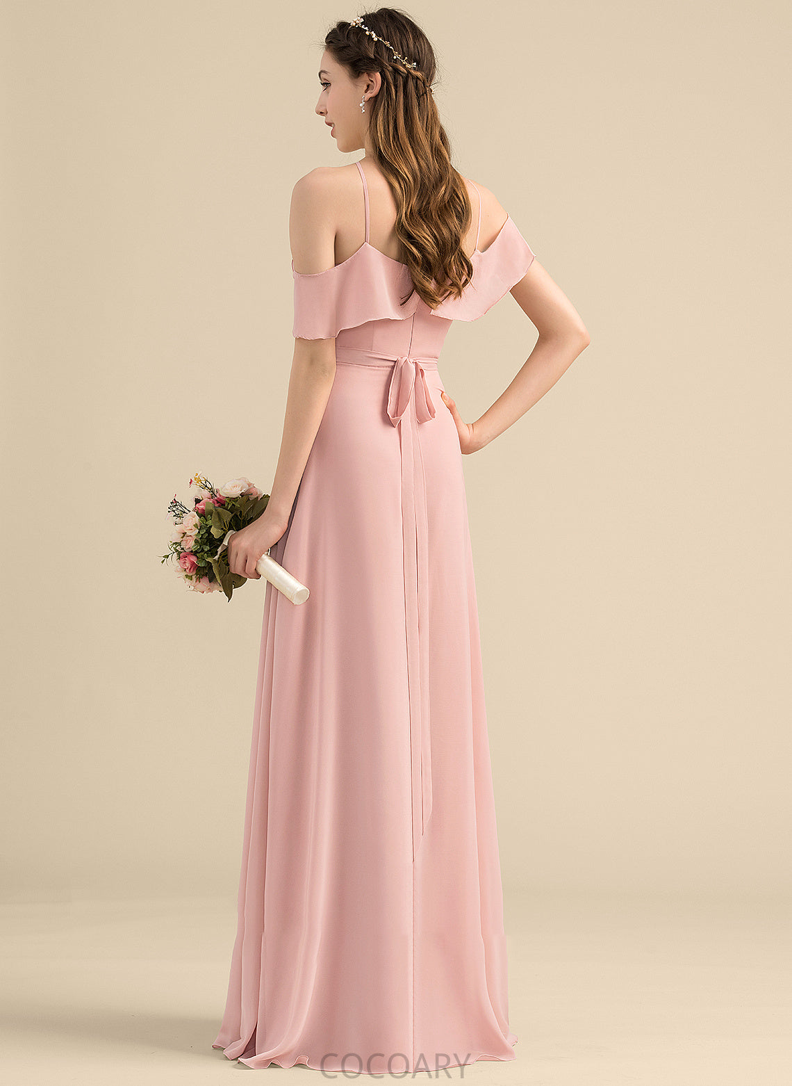 CascadingRuffles Length Fabric Neckline A-Line V-neck Bow(s) Floor-Length Embellishment Silhouette Precious Floor Length Bridesmaid Dresses