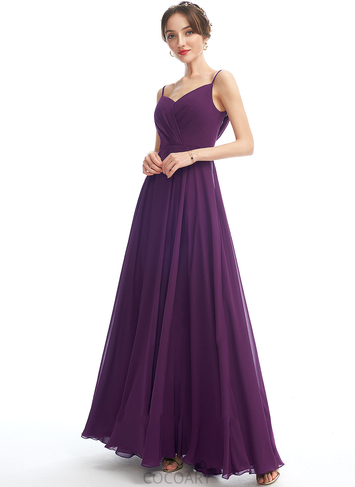 Silhouette Fabric Length Pockets Embellishment V-neck A-Line Neckline Floor-Length Maya A-Line/Princess Sleeveless Bridesmaid Dresses