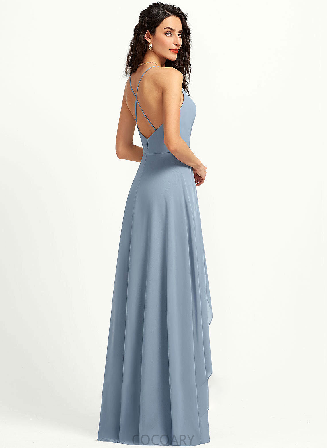 Neckline Length Silhouette V-neck A-Line Asymmetrical Straps Fabric Zoey A-Line/Princess Natural Waist Sleeveless Bridesmaid Dresses