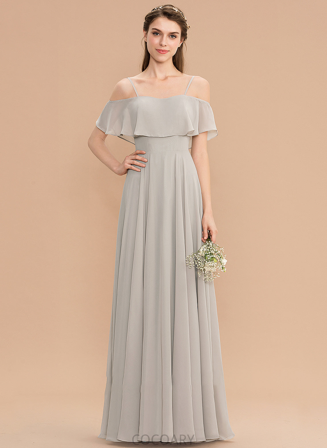 Floor-Length A-Line Neckline Fabric Silhouette Straps Off-the-Shoulder Length Cassidy A-Line/Princess Sleeveless Floor Length Bridesmaid Dresses