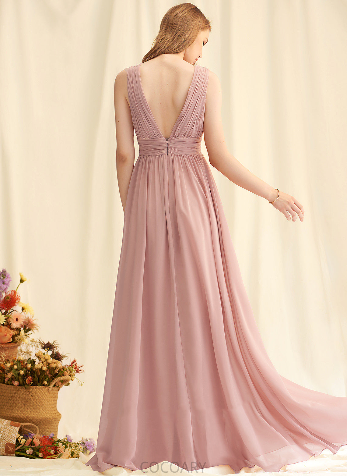 V-neck Fabric SplitFront Length Embellishment Floor-Length Silhouette Neckline A-Line Ashlynn Floor Length Natural Waist Bridesmaid Dresses