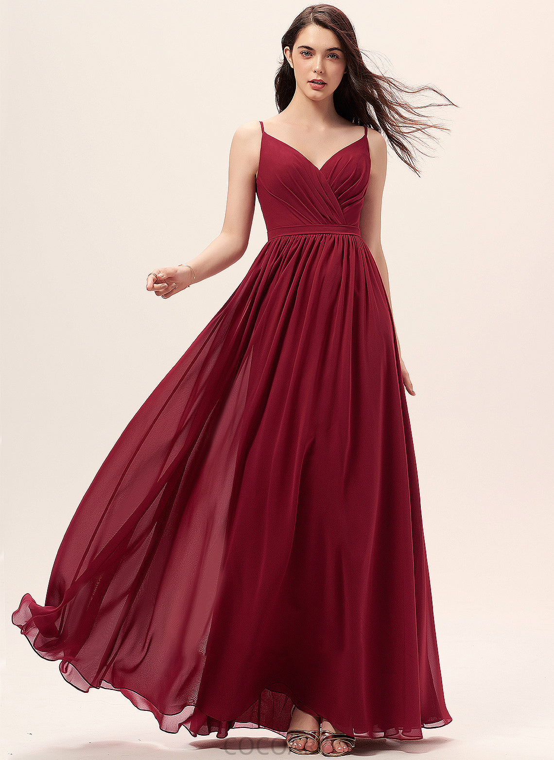 Ruffle V-neck Floor-Length Embellishment Length Lace Fabric A-Line Neckline Silhouette Olivia Floor Length Bridesmaid Dresses