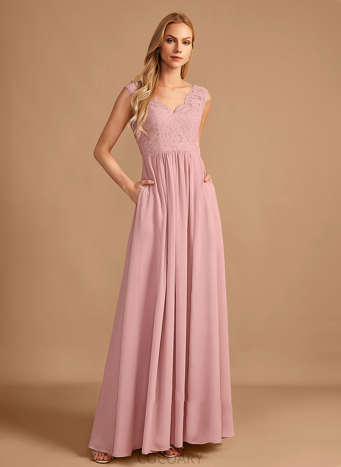 Embellishment Neckline A-Line SplitFront Silhouette Pockets Fabric Floor-Length V-neck Length Shayla Scoop Bridesmaid Dresses