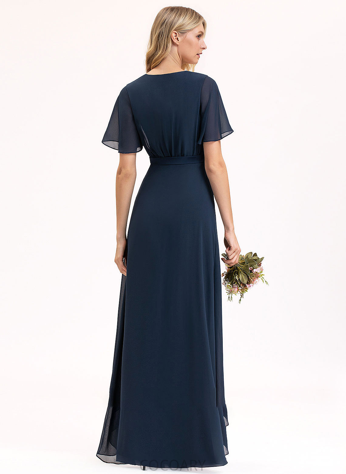 Silhouette V-neck Asymmetrical Neckline Bow(s) A-Line Embellishment Fabric Length Jade A-Line/Princess Floor Length Bridesmaid Dresses