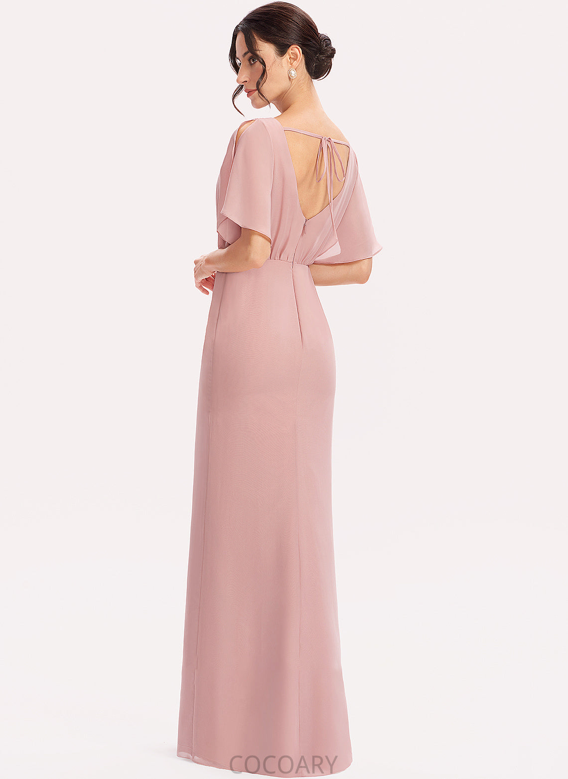 Floor-Length Straps SplitFront Fabric Embellishment Silhouette Length Sheath/Column Aileen Spaghetti Staps Off The Shoulder Floor Length Bridesmaid Dresses