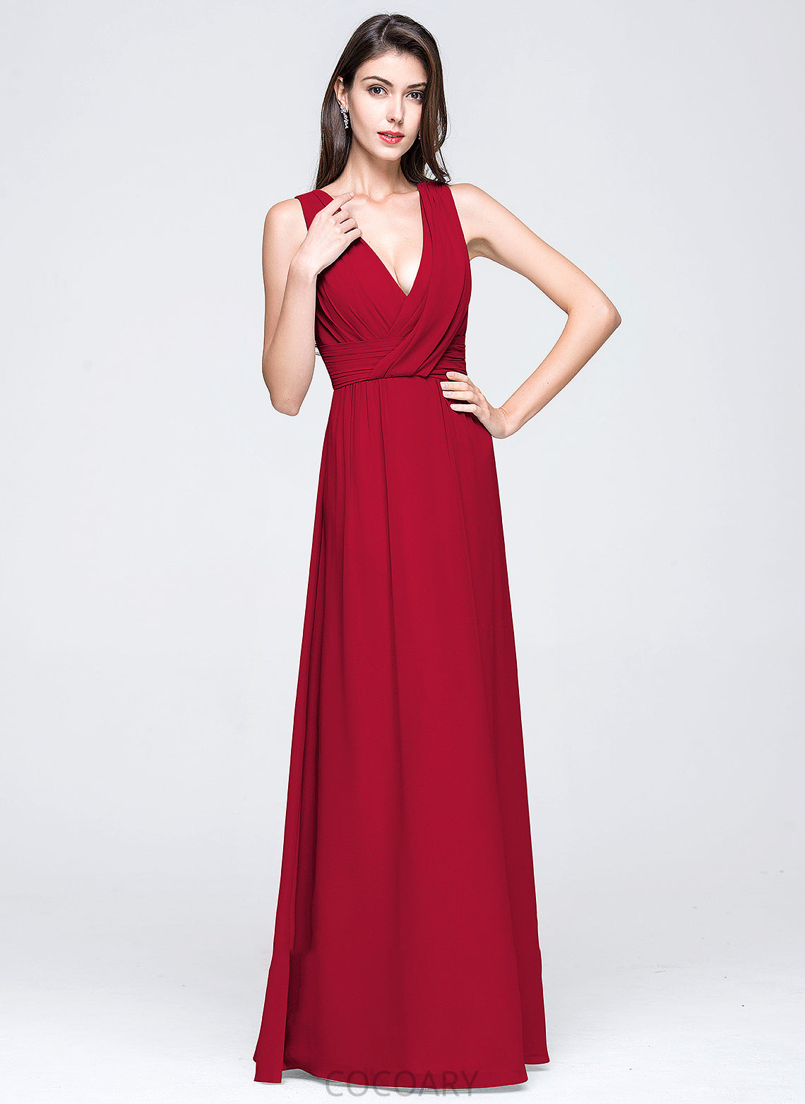 Fabric Floor-Length V-neck Embellishment Neckline Silhouette Ruffle A-Line Length Jackie Sheath/Column Scoop Bridesmaid Dresses