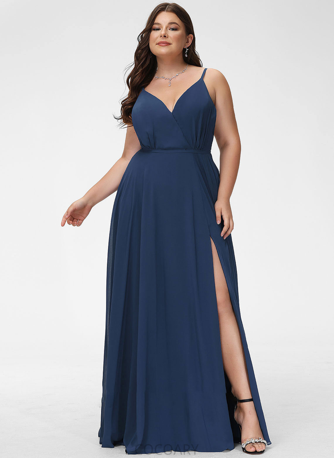 A-Line SplitFront V-neck Neckline Embellishment Silhouette Floor-Length Length Fabric Ursula Spandex Trumpet/Mermaid Bridesmaid Dresses