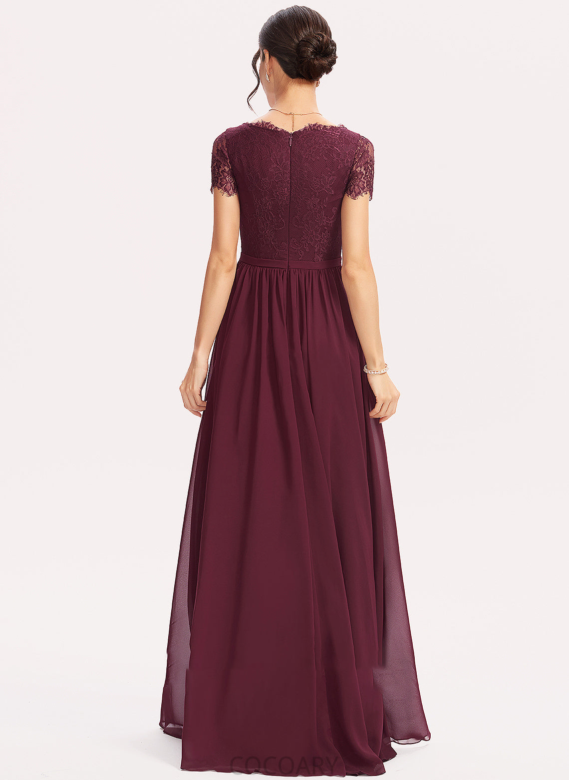 Fabric Lace Length Neckline Floor-Length Embellishment A-Line Silhouette V-neck Judith Sleeveless Natural Waist Bridesmaid Dresses