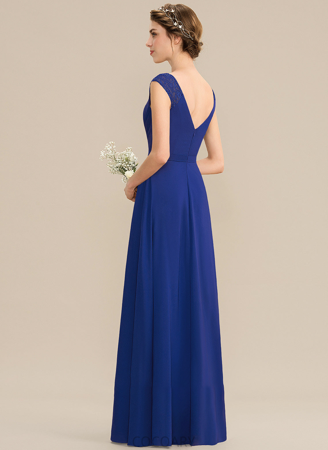 Embellishment Length Fabric V-neck Silhouette SplitFront Neckline Ruffle Floor-Length A-Line Baylee V-Neck Bridesmaid Dresses