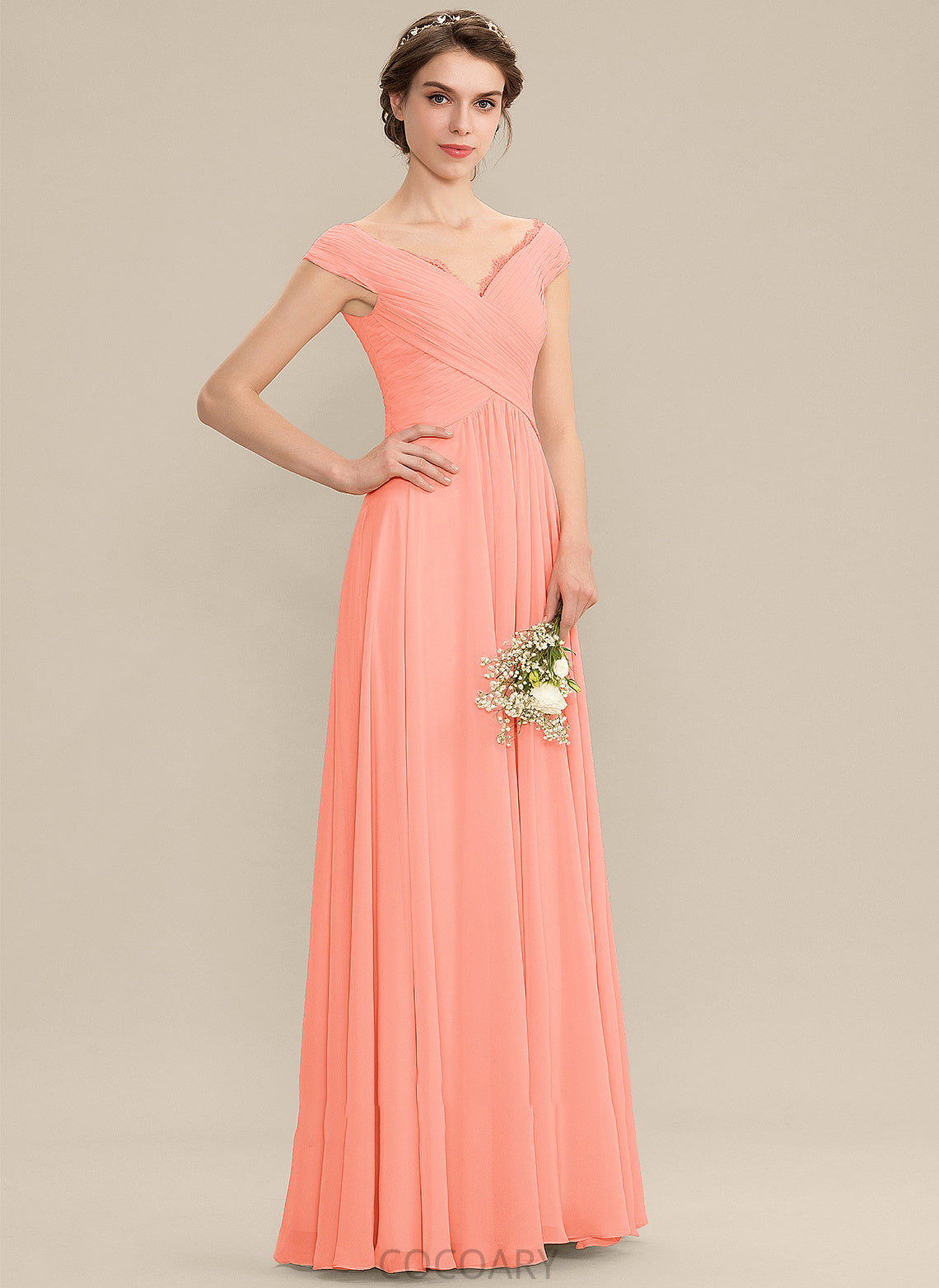 Lace Length A-Line Silhouette Floor-Length Embellishment Off-the-Shoulder Fabric Ruffle Neckline Lilia Off The Shoulder Bridesmaid Dresses