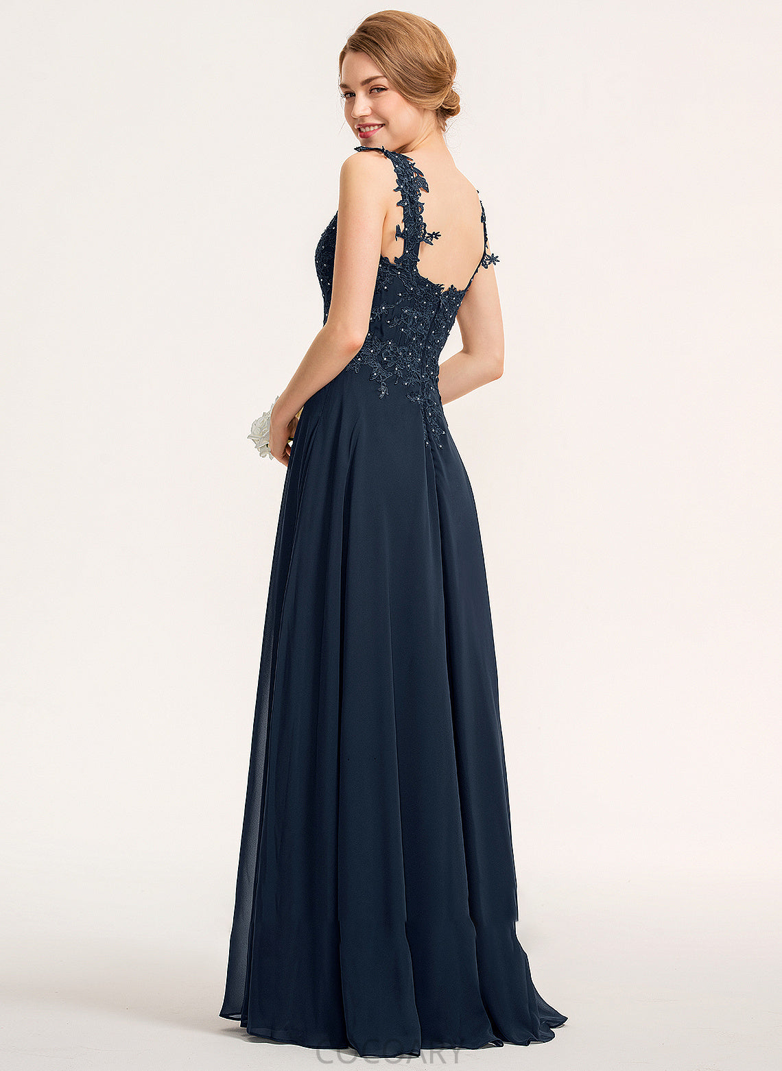 Neckline Floor-Length Fabric A-Line Beading Sweetheart Embellishment Length SplitFront Silhouette Jolie V-Neck Bridesmaid Dresses