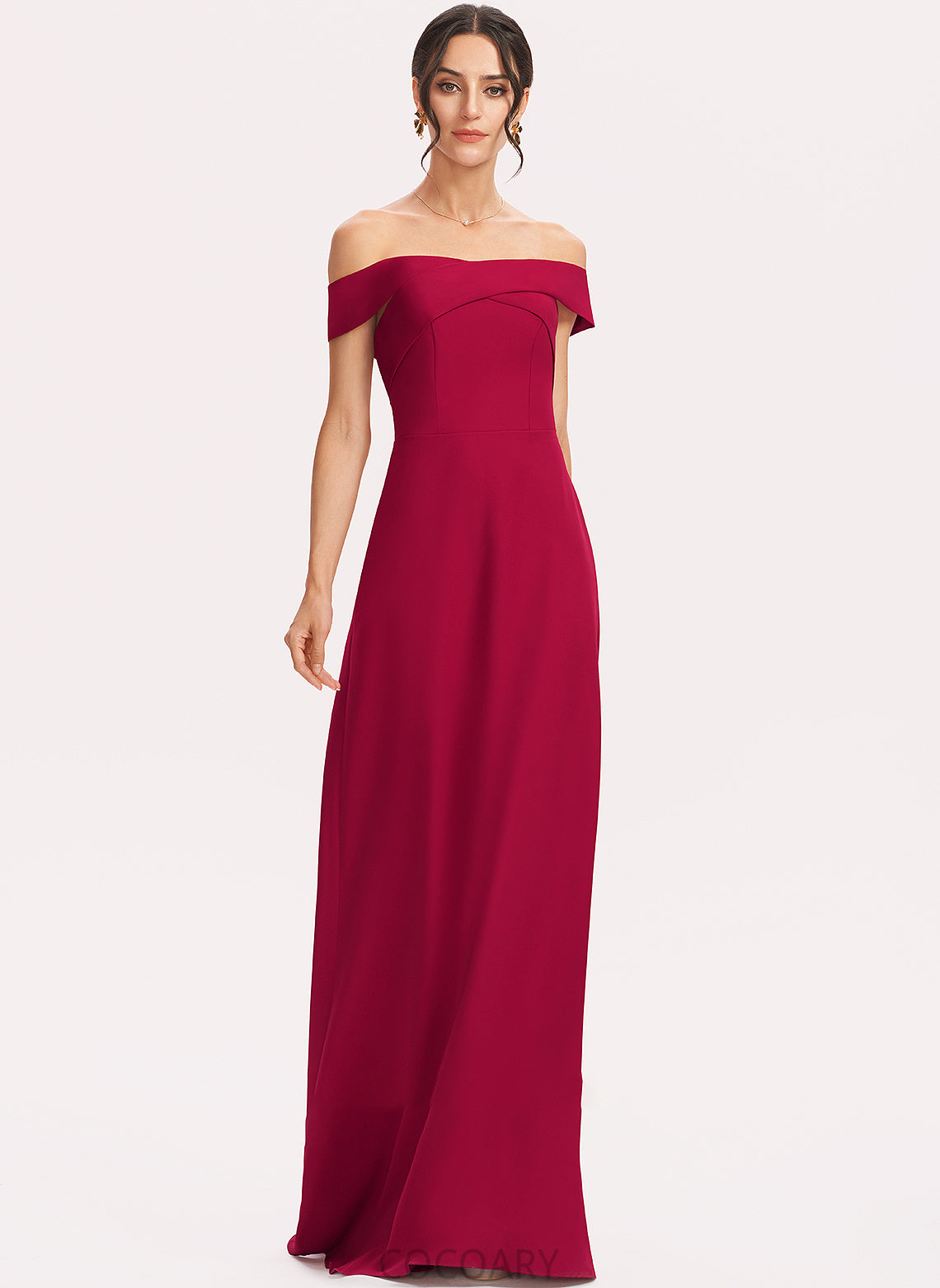 Length Sheath/Column Fabric Silhouette Floor-Length Neckline Embellishment Ruffle Off-the-Shoulder Maureen Sleeveless Floor Length Bridesmaid Dresses