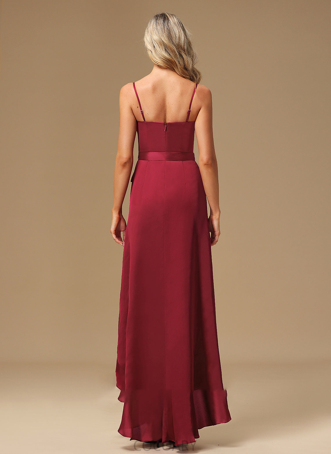 Asymmetrical SplitFront V-neck Length Neckline Embellishment Silhouette A-Line Fabric Roselyn Floor Length A-Line/Princess Bridesmaid Dresses