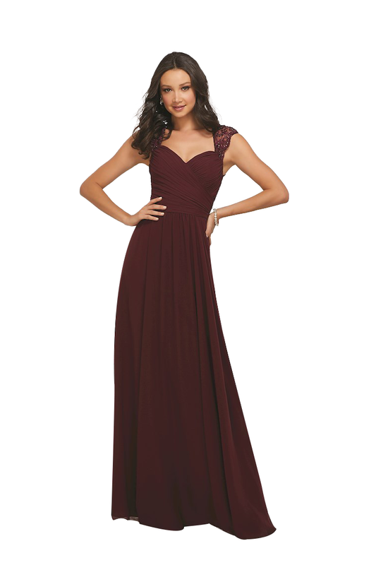 Chloe A-Line/Princess Chiffon Sweetheart Natural Waist Sleeveless Floor Length Bridesmaid Dresses