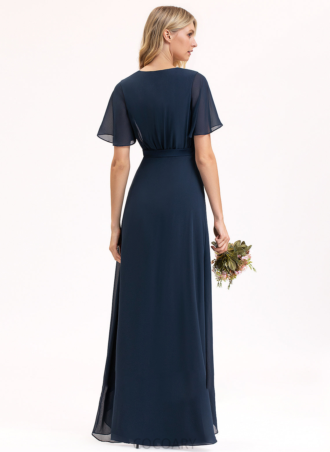 Silhouette Length Fabric A-Line Neckline Embellishment Asymmetrical Bow(s) V-neck Addyson Floor Length V-Neck Bridesmaid Dresses