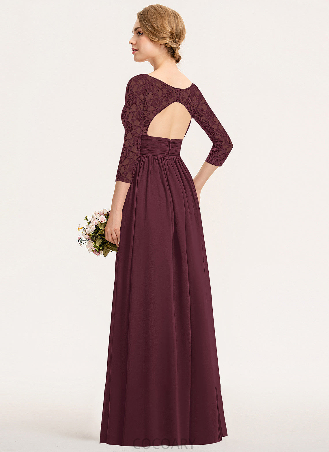 Floor-Length Fabric Neckline Silhouette A-Line SplitFront Embellishment Length Ruffle V-neck Rowan Straps Bridesmaid Dresses