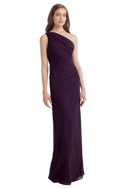 Salome Chiffon Sheath/Column One Shoulder Floor Length Natural Waist Sleeveless Bridesmaid Dresses