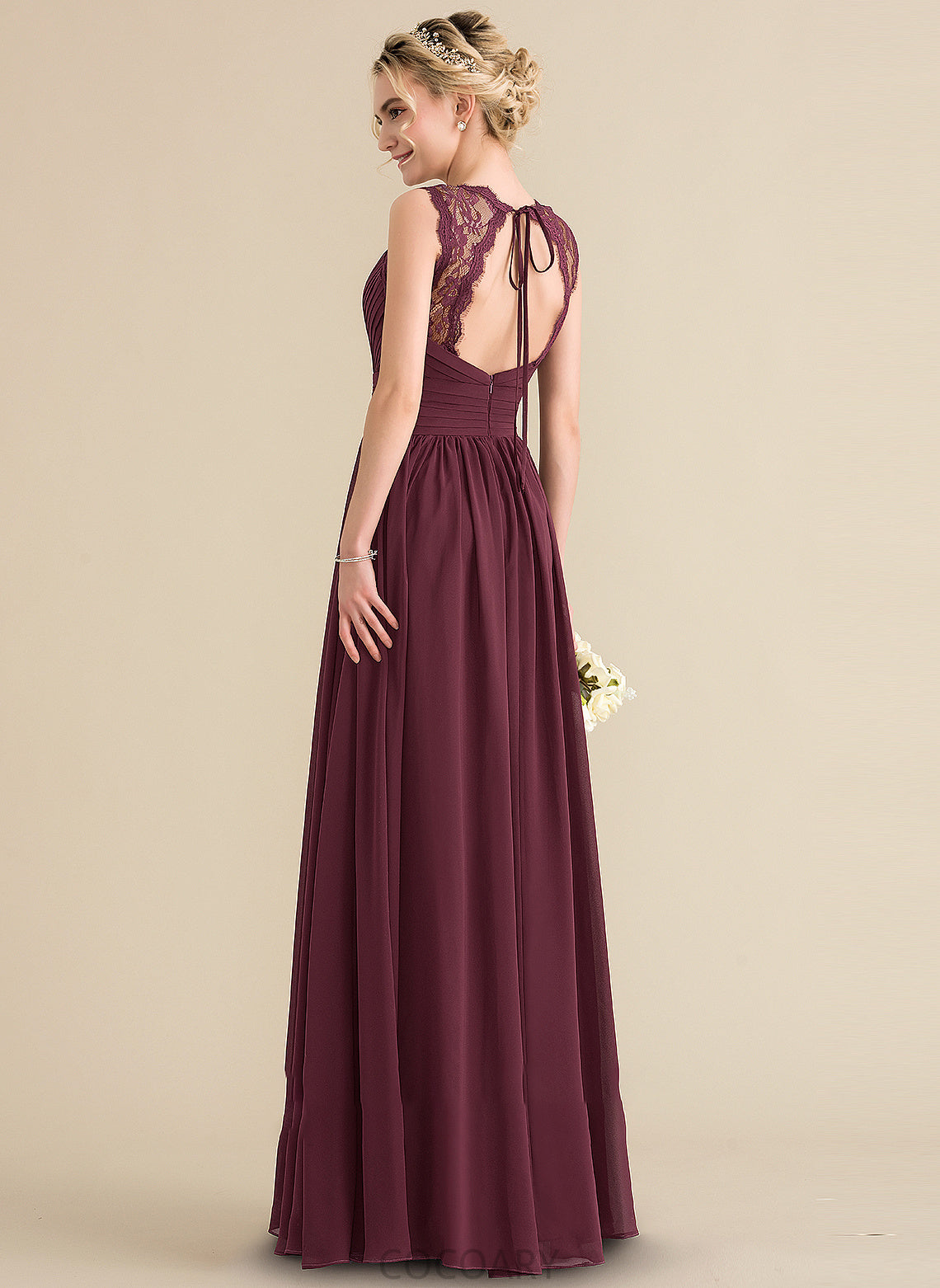 Bow(s) Silhouette Length A-Line V-neck Floor-Length Fabric Ruffle Neckline Embellishment Lara Floor Length Bridesmaid Dresses