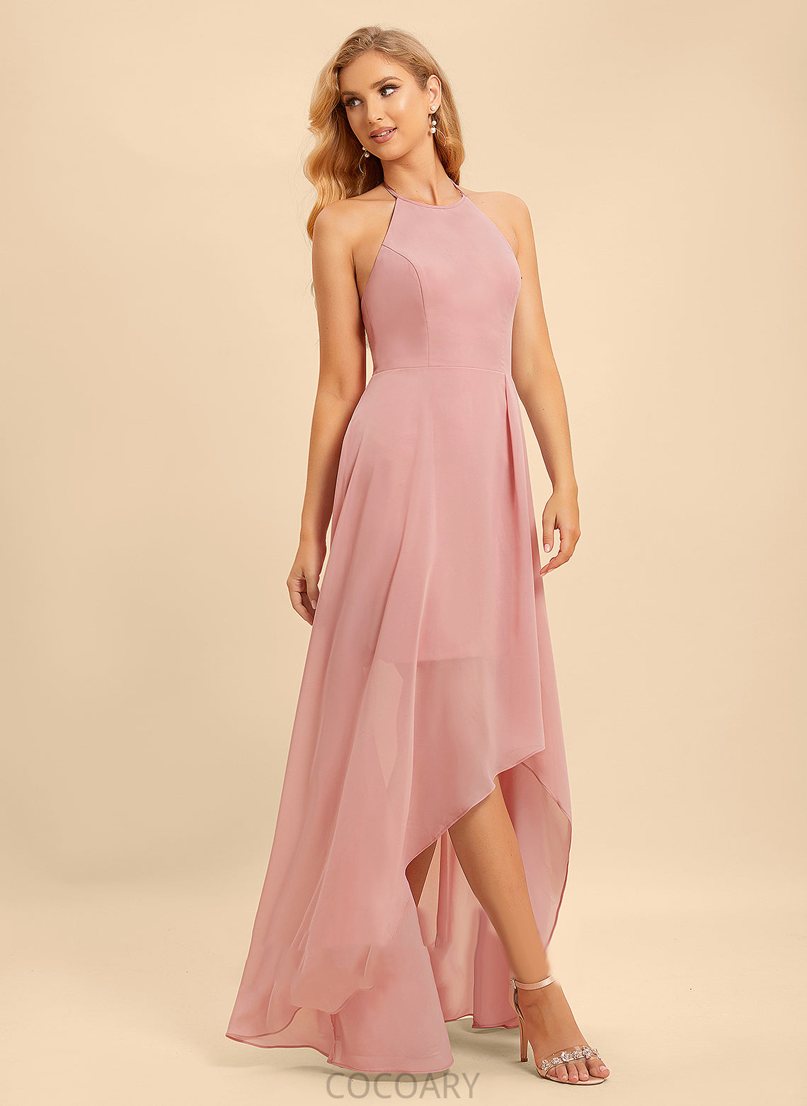 Ruffle Neckline Length Silhouette Asymmetrical Embellishment Fabric A-Line Halter Avah A-Line/Princess Scoop Bridesmaid Dresses