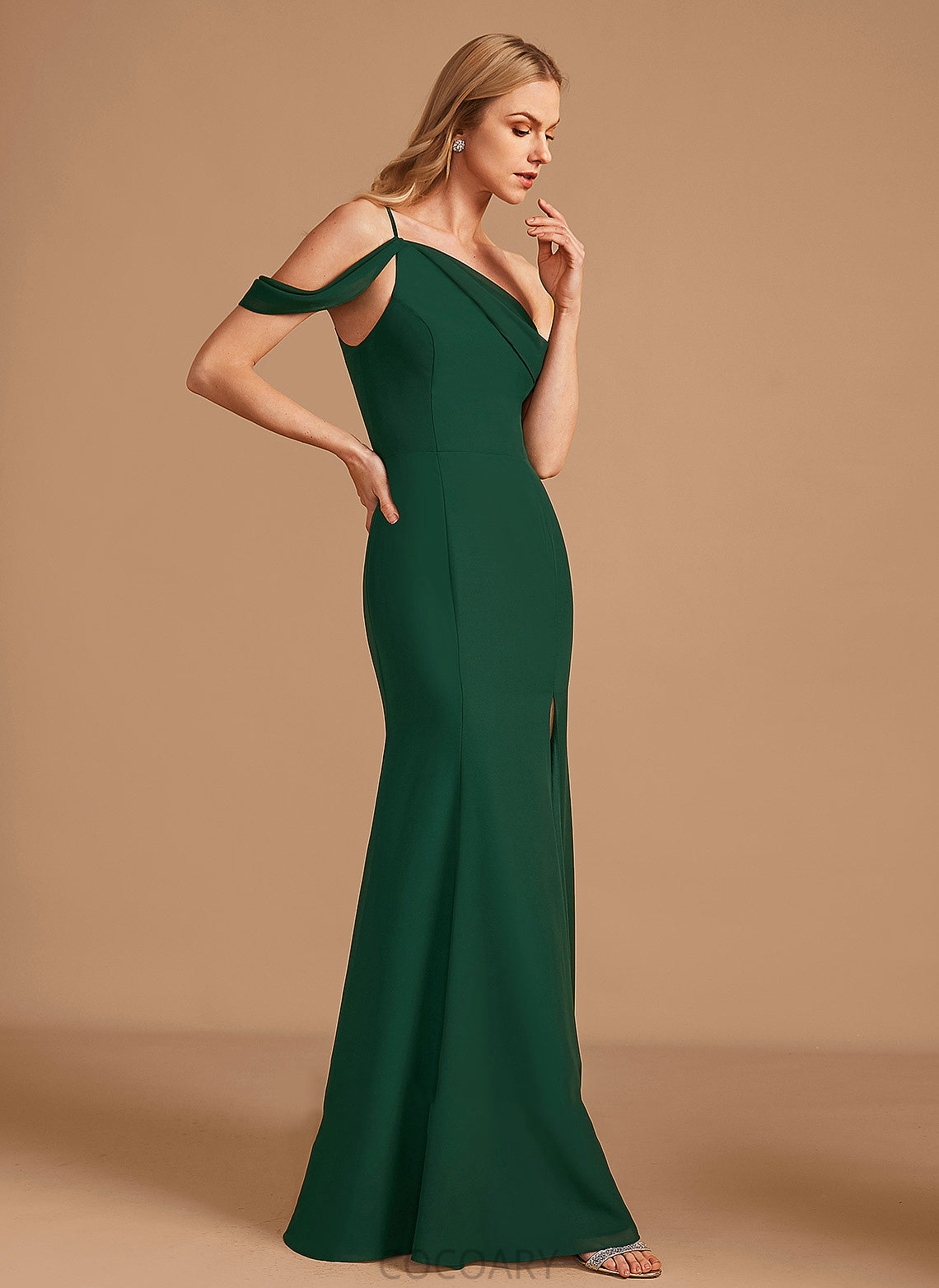 Silhouette Neckline Length Floor-Length SplitFront Fabric One-Shoulder Embellishment Trumpet/Mermaid Izabelle Floor Length Sleeveless Bridesmaid Dresses